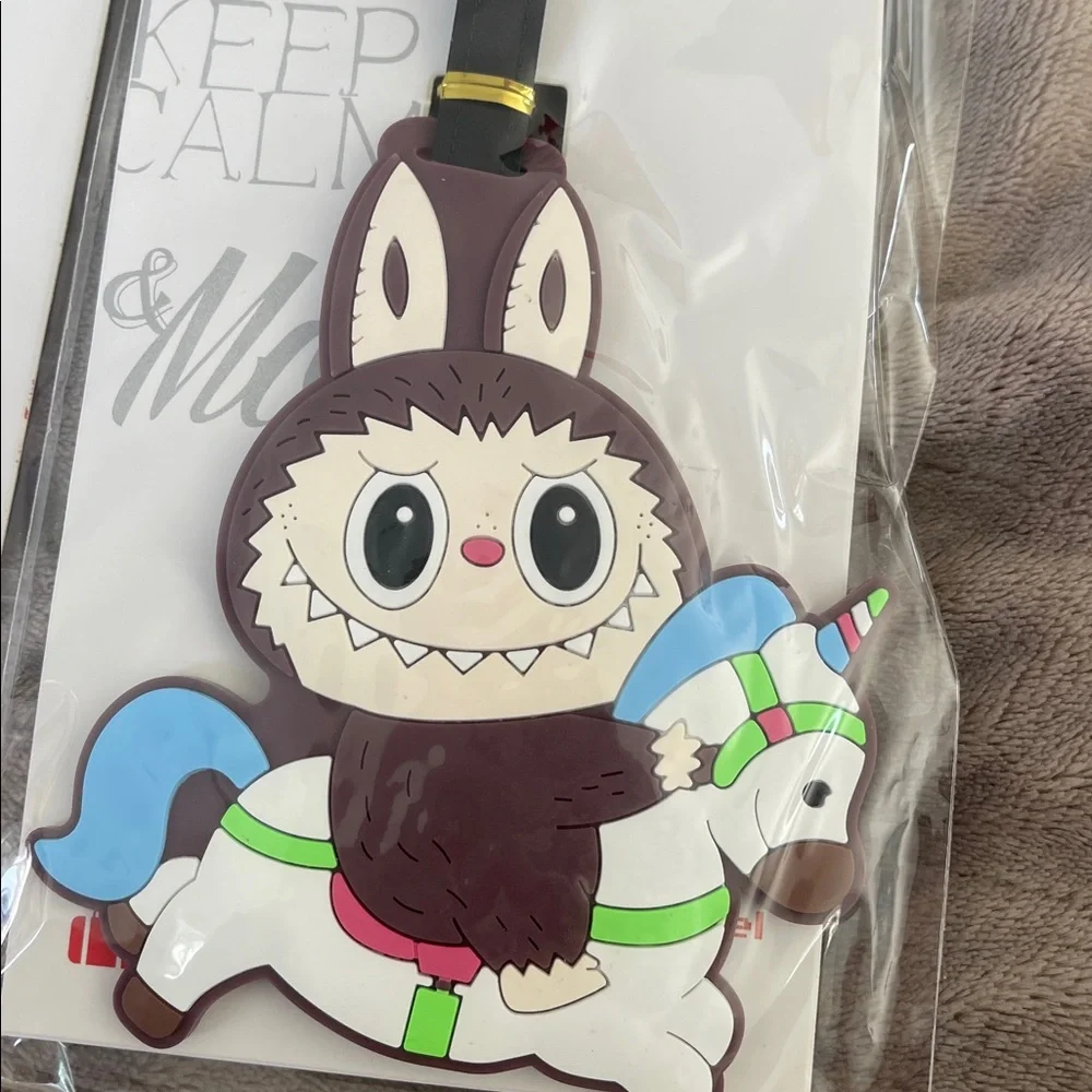 Cute Labubu monster Luggage Tag Set - Purple and Brown nwt